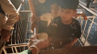 نمایی از حال و هوای خدمت به زائران در چایخانه حضرتی