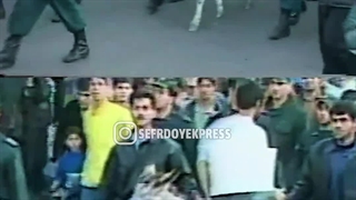 اراذل اوباش گردانی در دهه هشتاد در ملاعام شرور منطقه سوار بر الاغ در حال چرخاندن