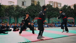 اجرا شاگردان آکادمی مرکزی هاپکیدو  در مدرسه امام رضا (ع) آمل به منابست تربیت بدنی