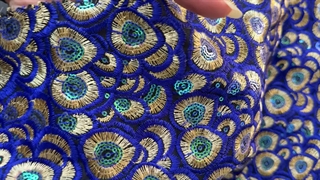 پارچه لینن سوزن دوزی آبی