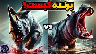نبرد کرگدن و اسب آبی - برنده میدان کدام حیوان است؟
