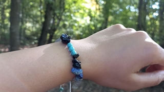 دستبند عقیق سیاه و لاجورد