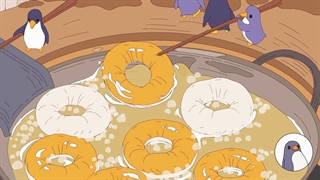 انیمیشن پنگوئن‌ها دونات درست می‌کنند