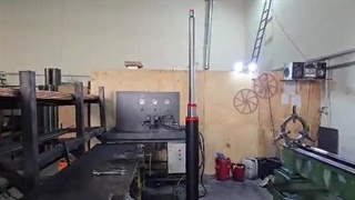 تست عملکرد برگشت جک هیدرولیک تلسکوپی دو طرفه در کورس کامل ۳ متر