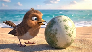 یک پرنده، یک خرچنگ و یک تخم مرموز که توسط امواج دریا به آب آورده شدند!
